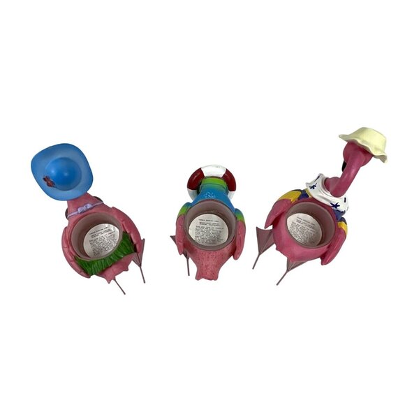 Tropical Pink Flamingo Family Flock Set 3 Tea Votive Candle Holders Beach Ocean - Picture 5 of 15